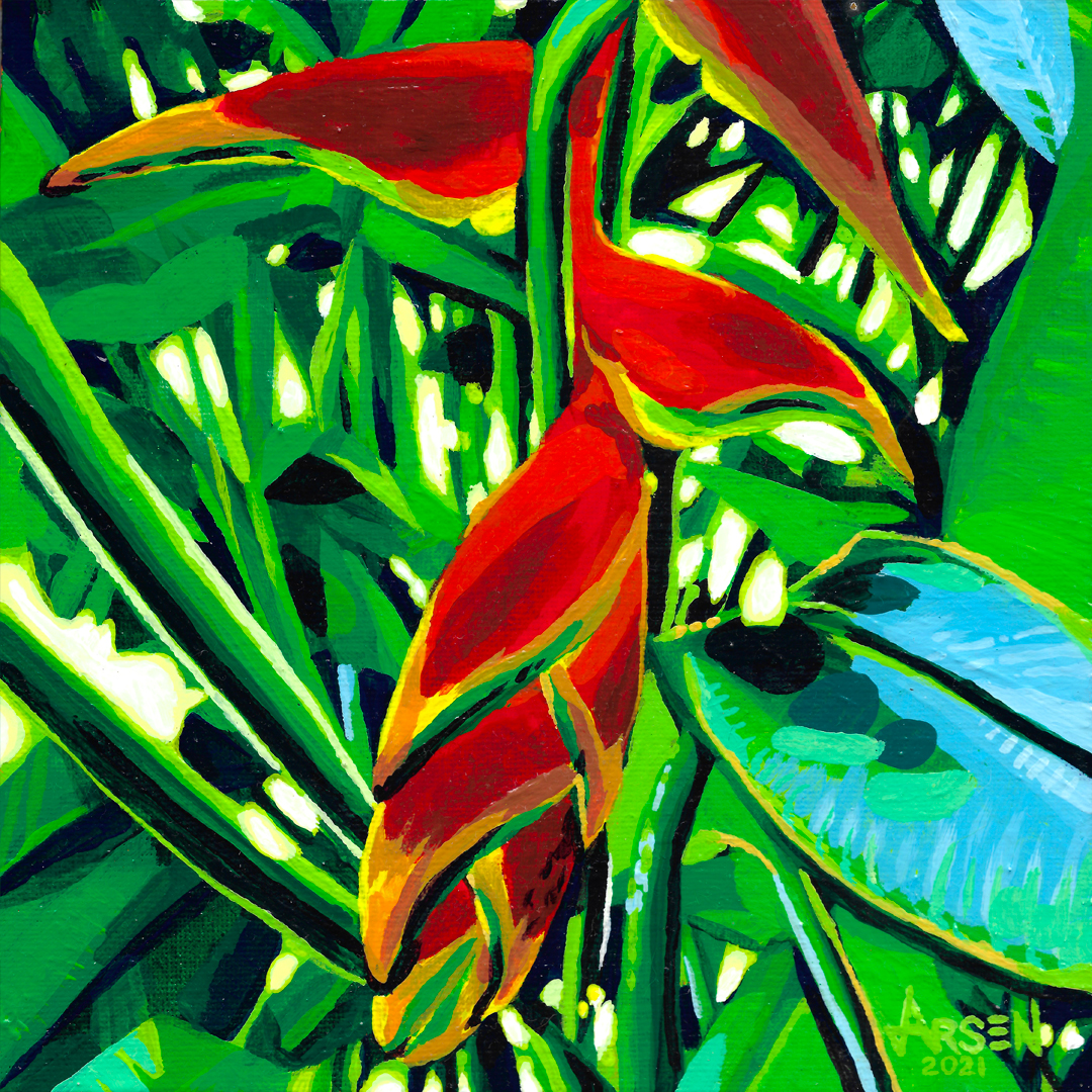 Arsen Art Studio Lobster Claw Heliconia Acrylic