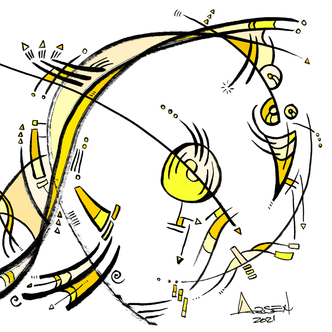 Arsen Art Studio - Dimensional Slip Yellow Abstract